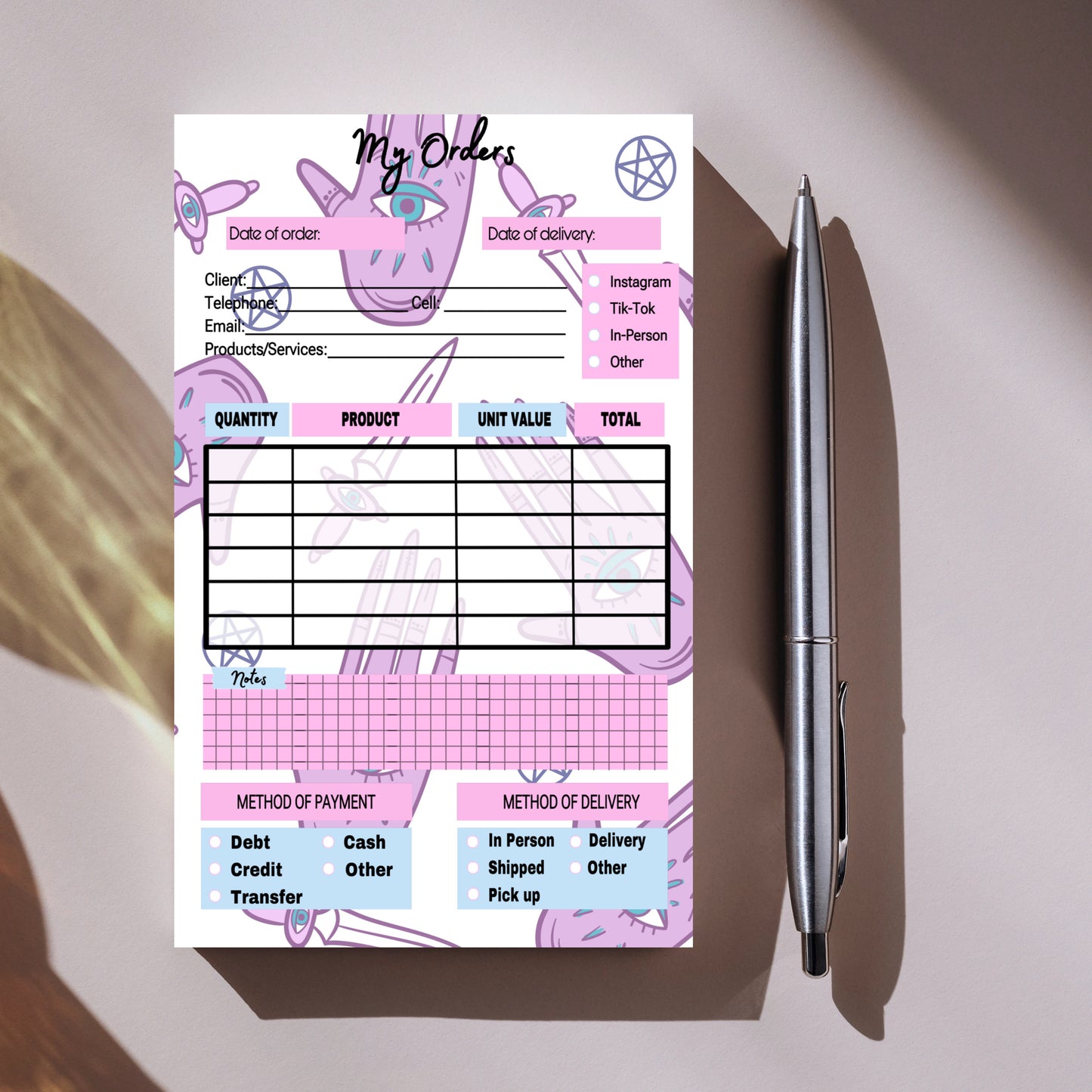 Charm Order Notepad