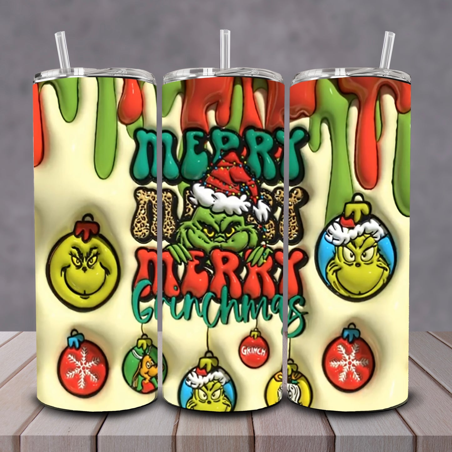 3D Grinch Jingle Balls Tumbler
