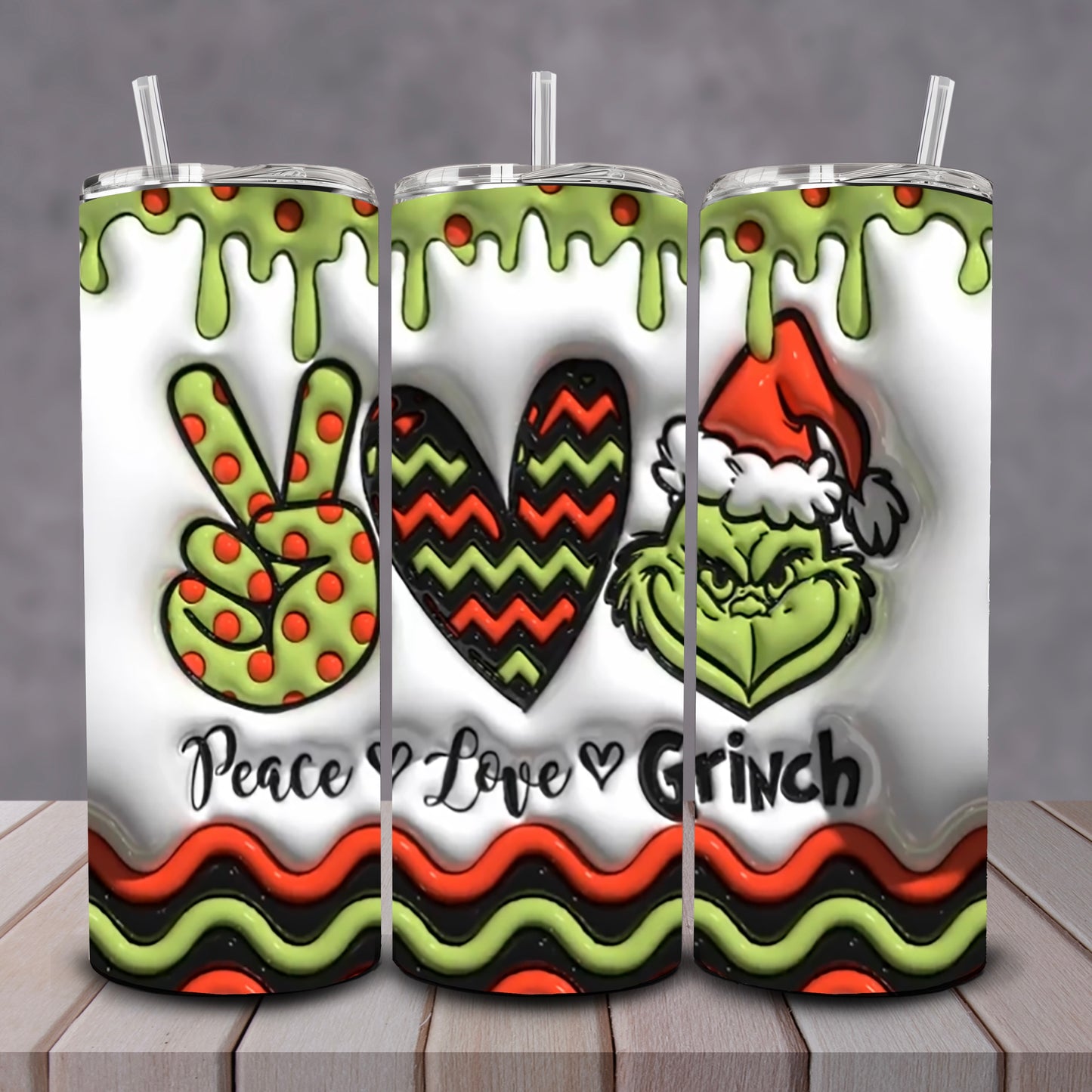 3D Peace Love Grinch Tumbler