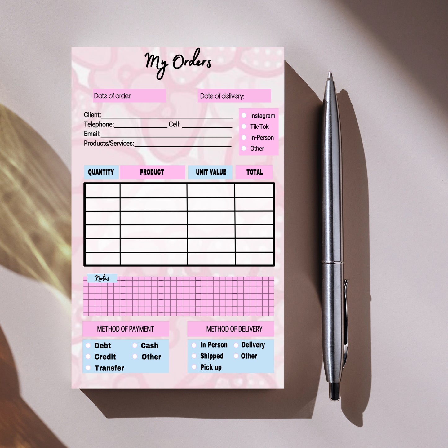 Hello Kitty Bows Order Notepad