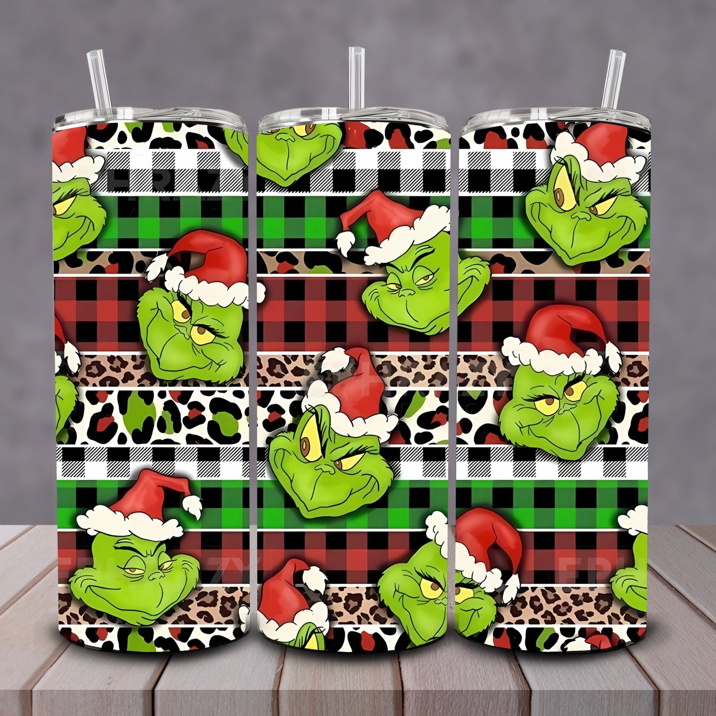 Plaid Grinch Tumbler