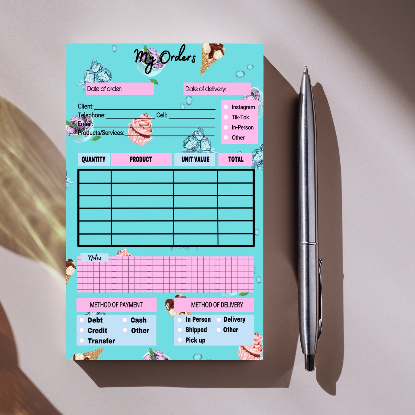 Sweet Treats Order Notepad