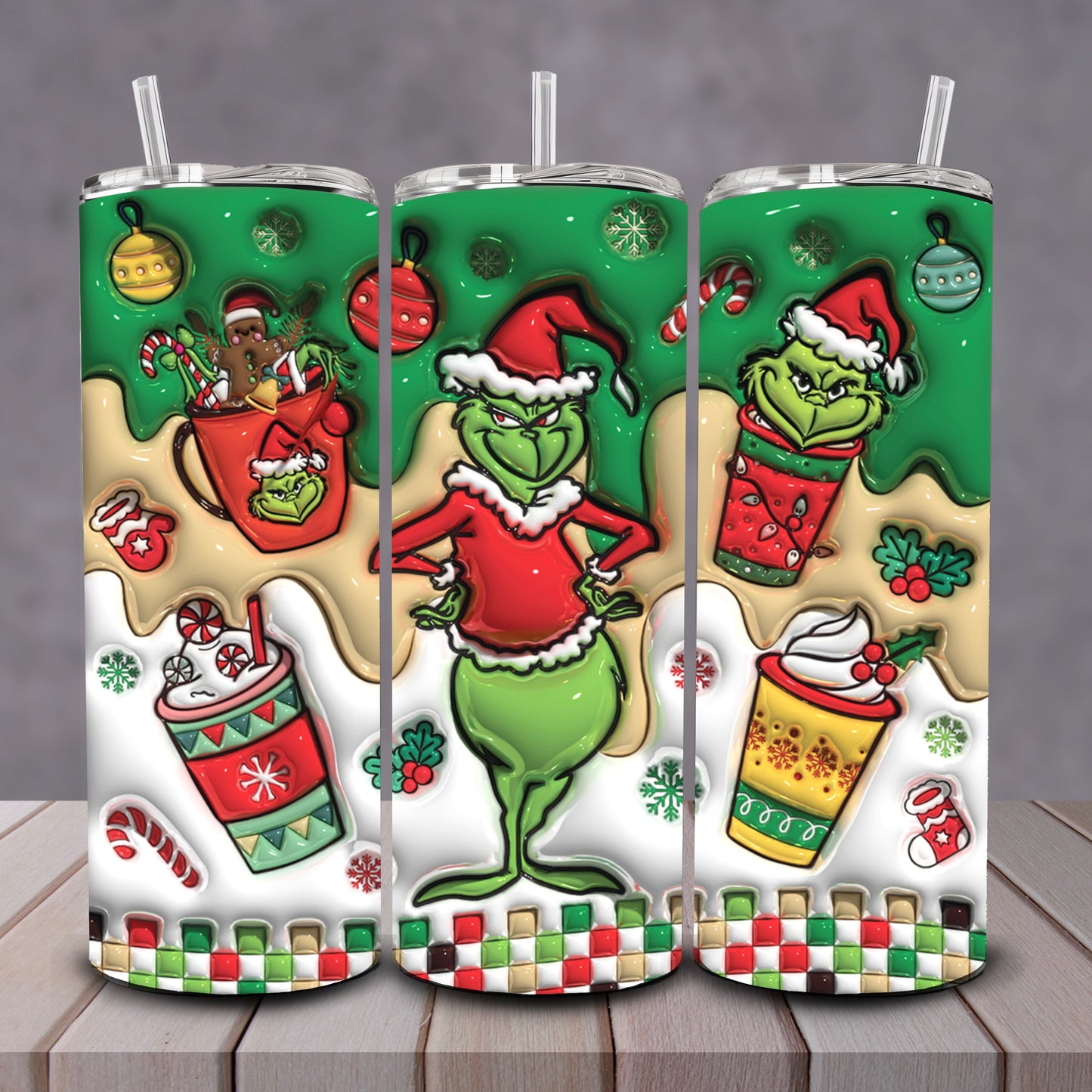 3D Sipping Grinch Tumbler