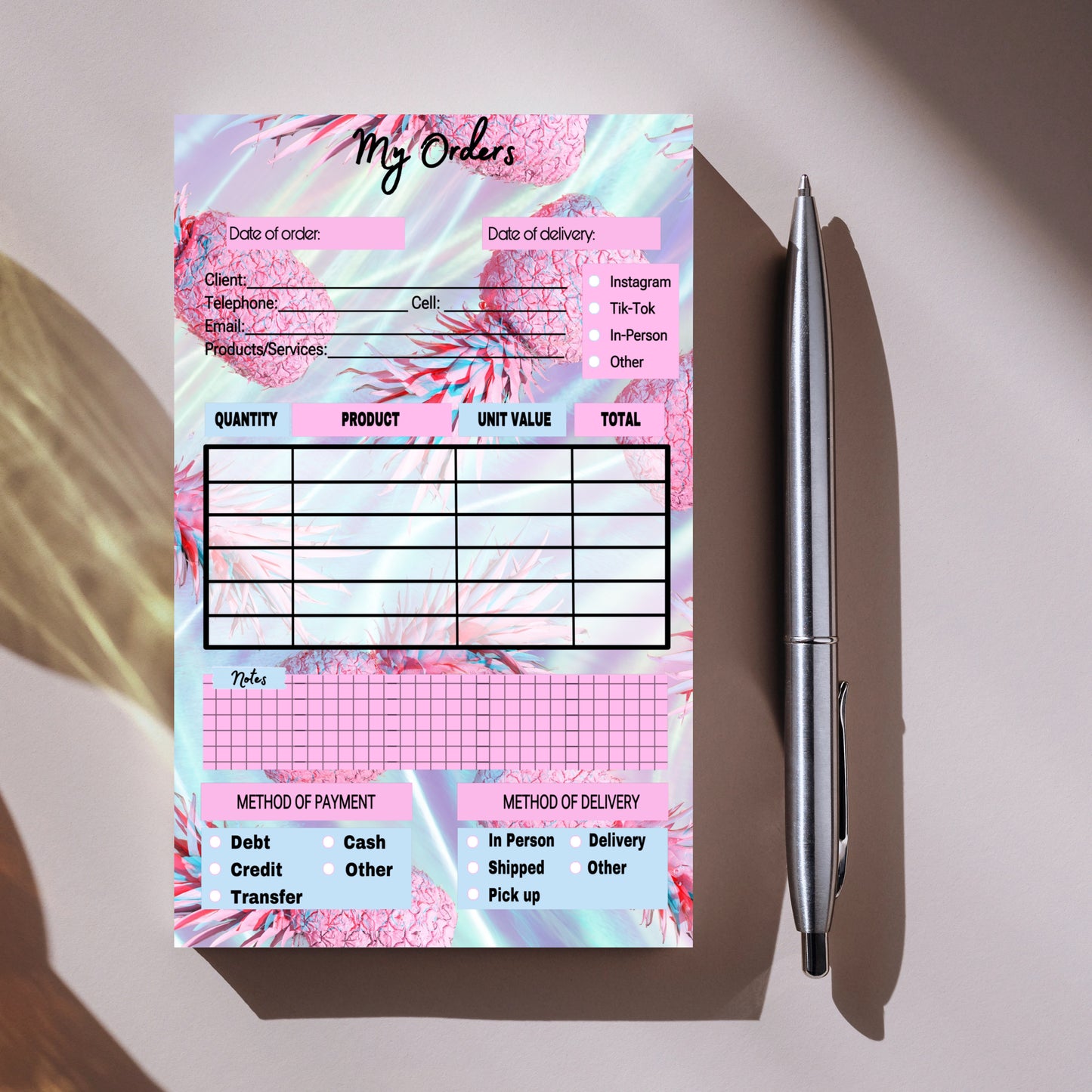 Pineapples Order Notepad