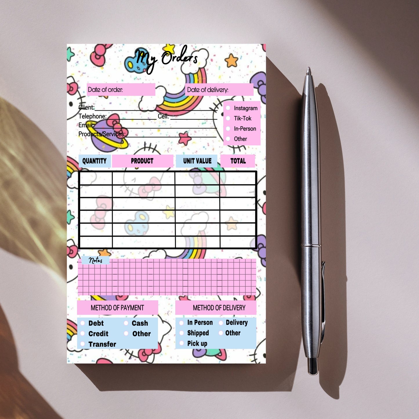 Hello Kitty Order Notepad