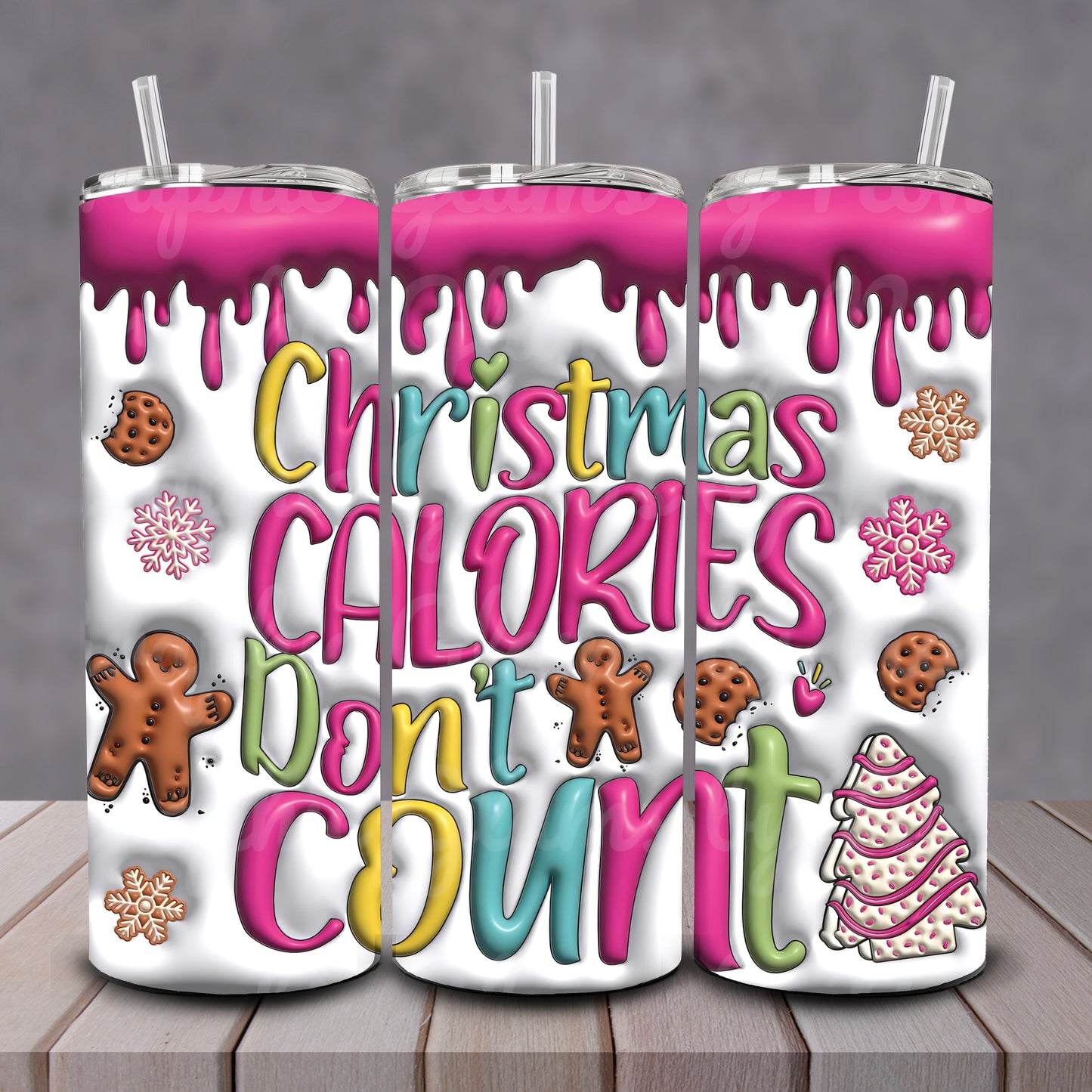 3D Pink X-Mas Calories Don’t Count Tumbler
