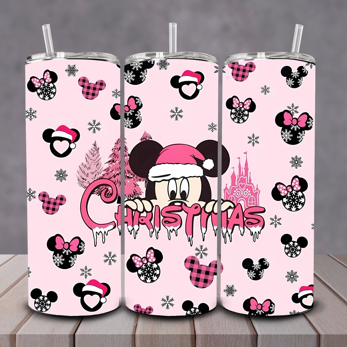 Pink Christmas With Mickey Tumbler