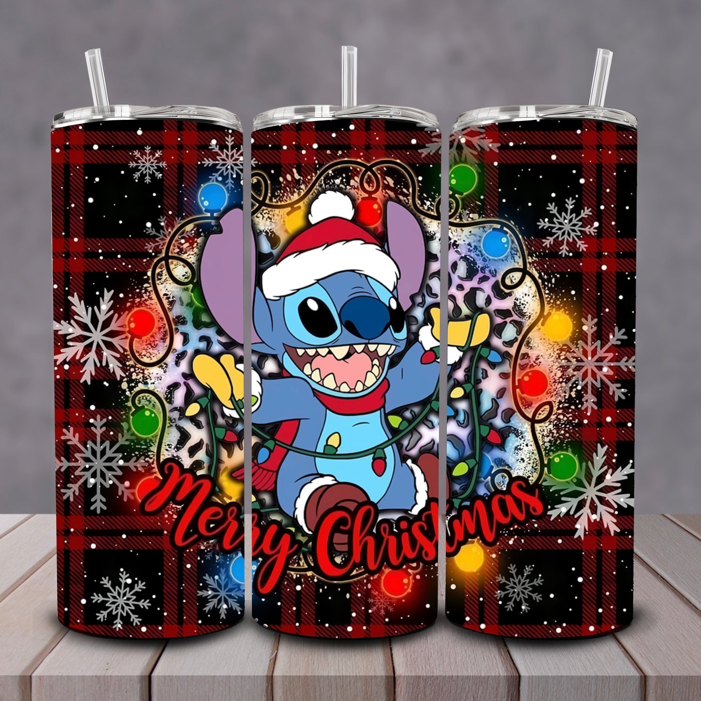 Plaid Stitch Lights Tumbler