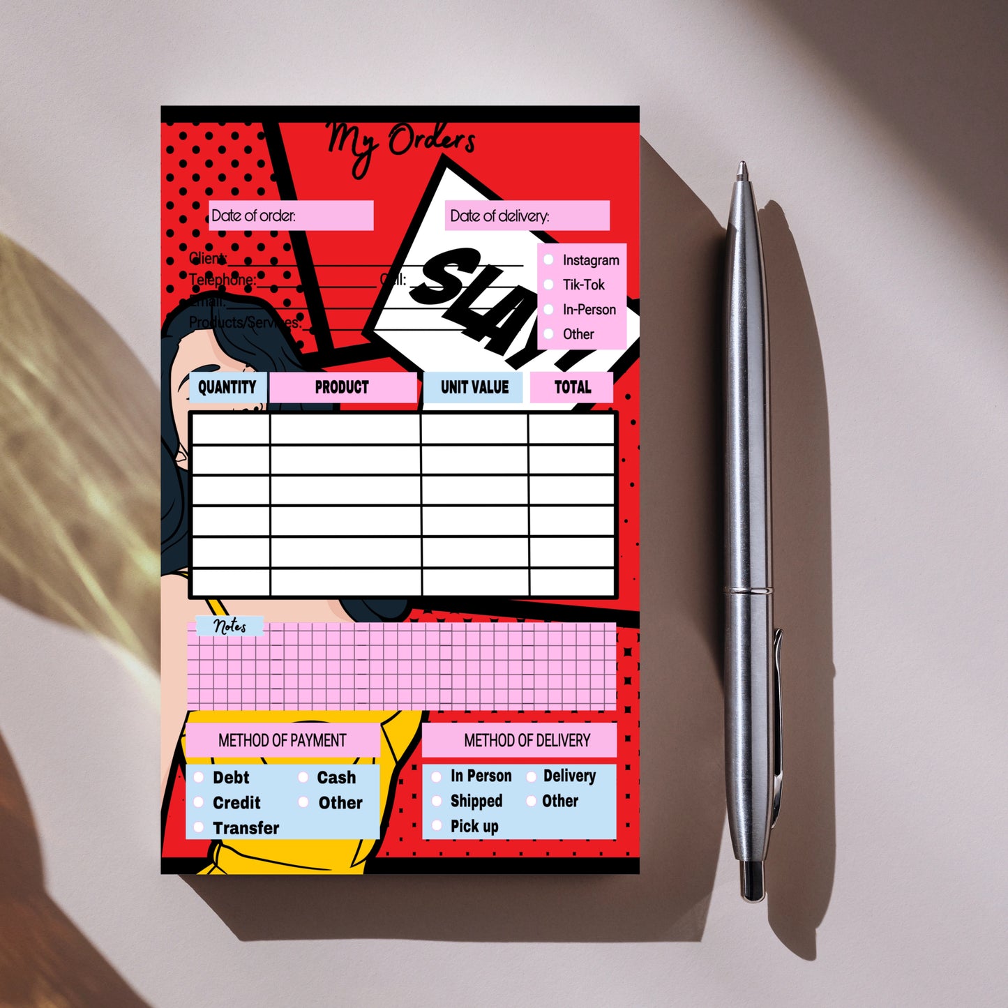 Comic Slay Order Notepad
