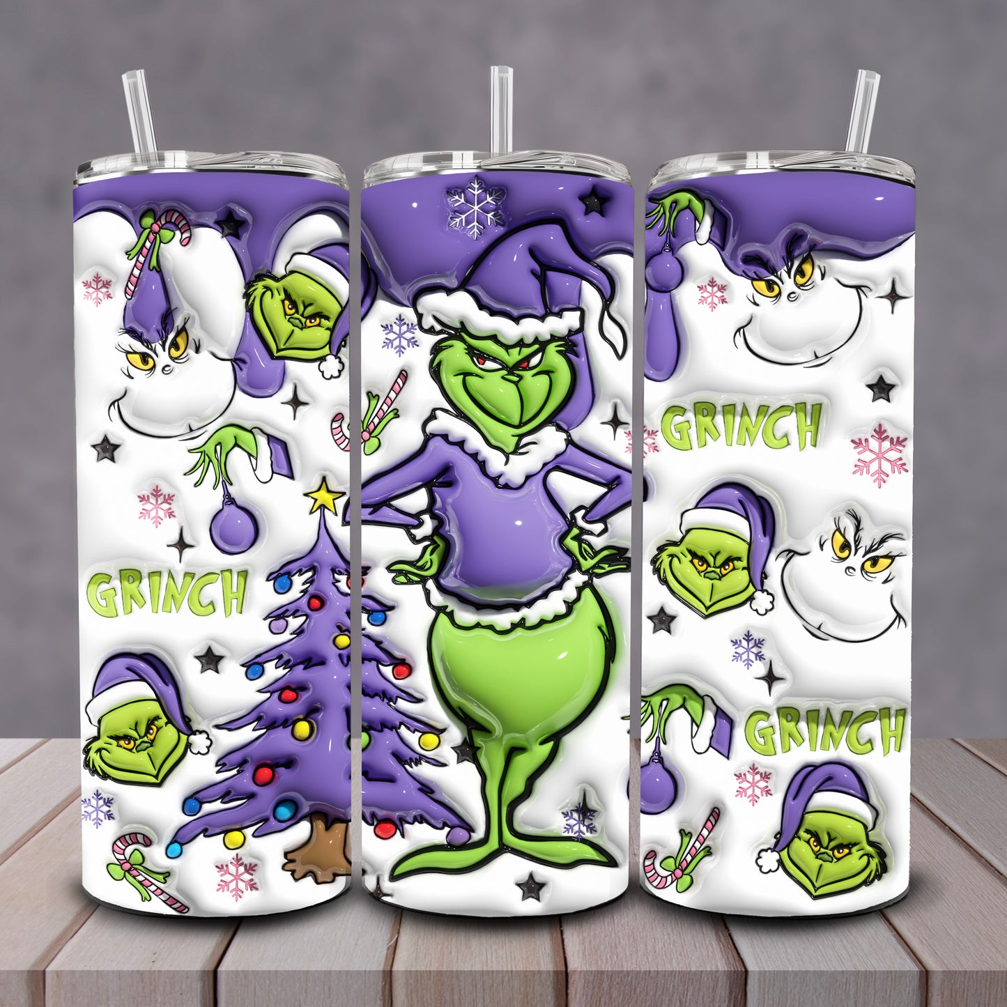 3D Purple Grinch Tree Tumbler