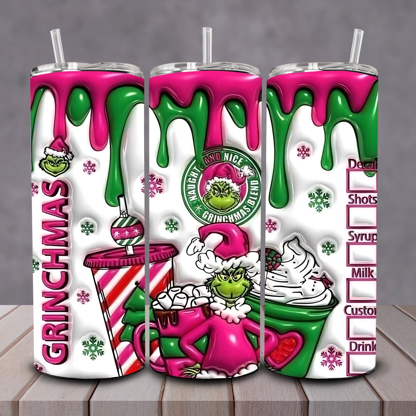 3D Naughty or Nice Grinchmas Blend Tumbler
