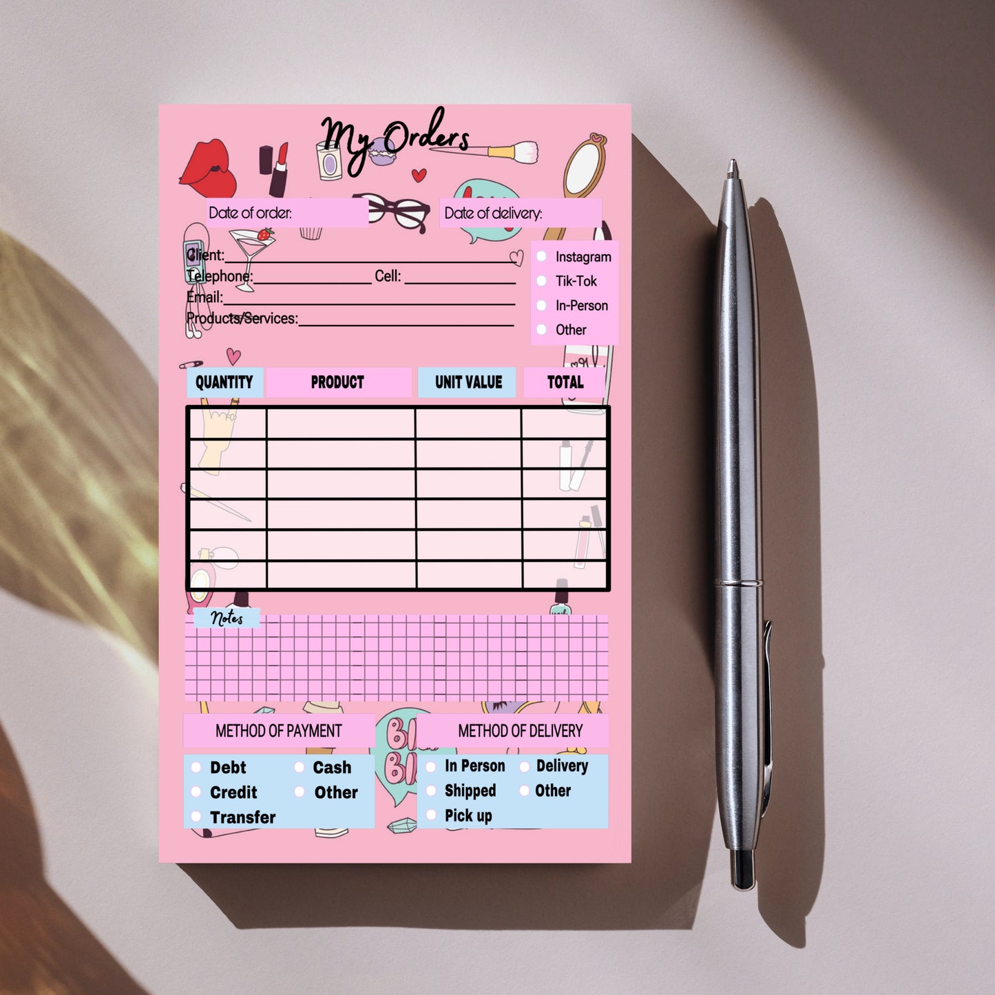 Beauty Order Notepad