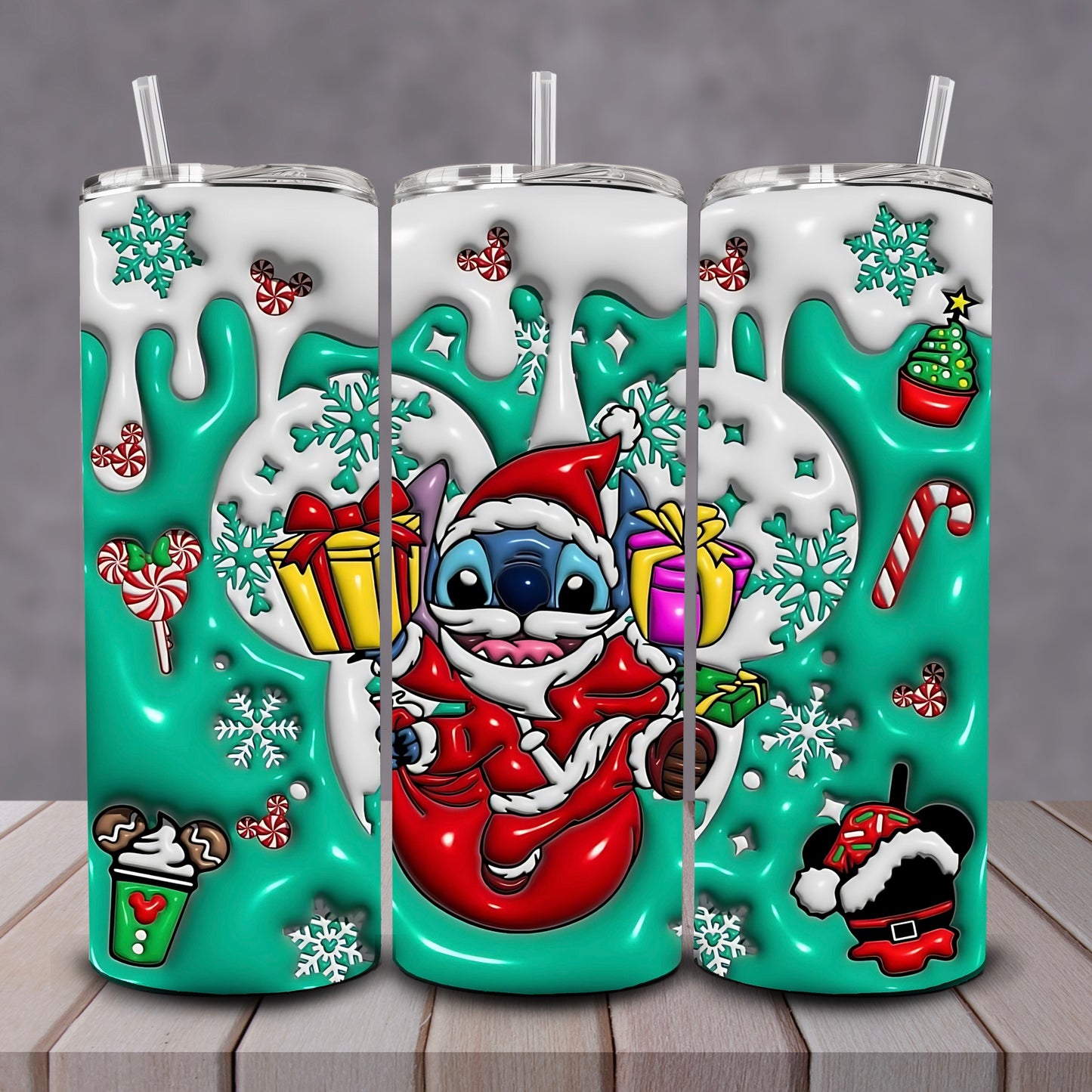 3D Stitch Santa Tumbler