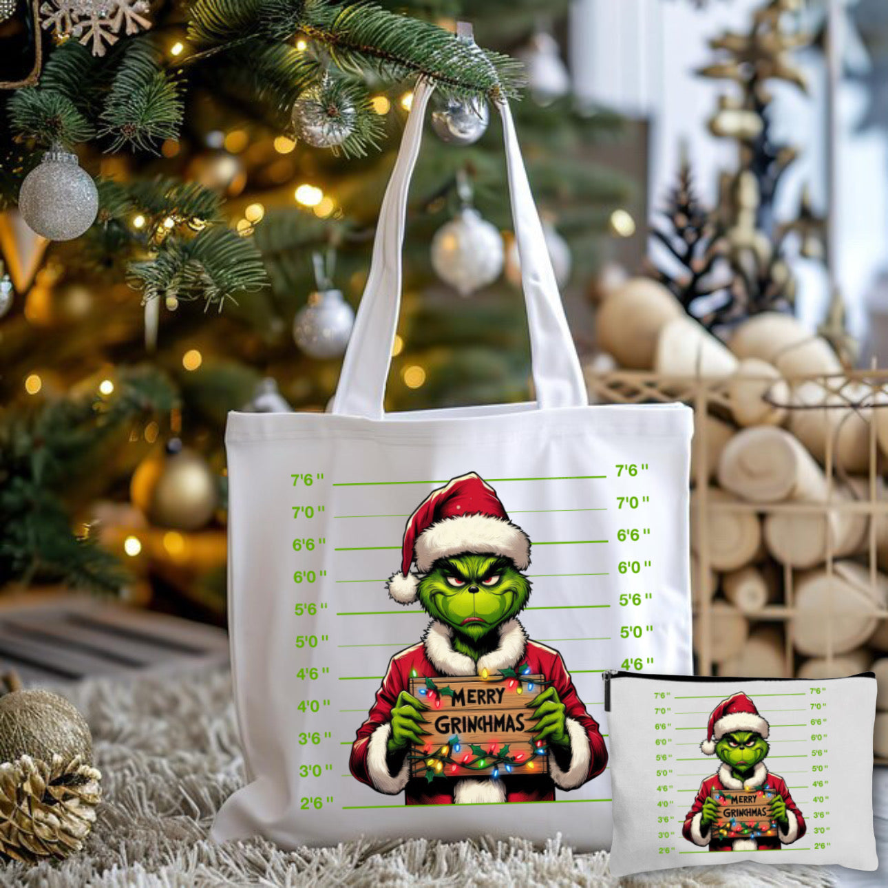 Criminal Grinch Like Tote Bag + Pouch