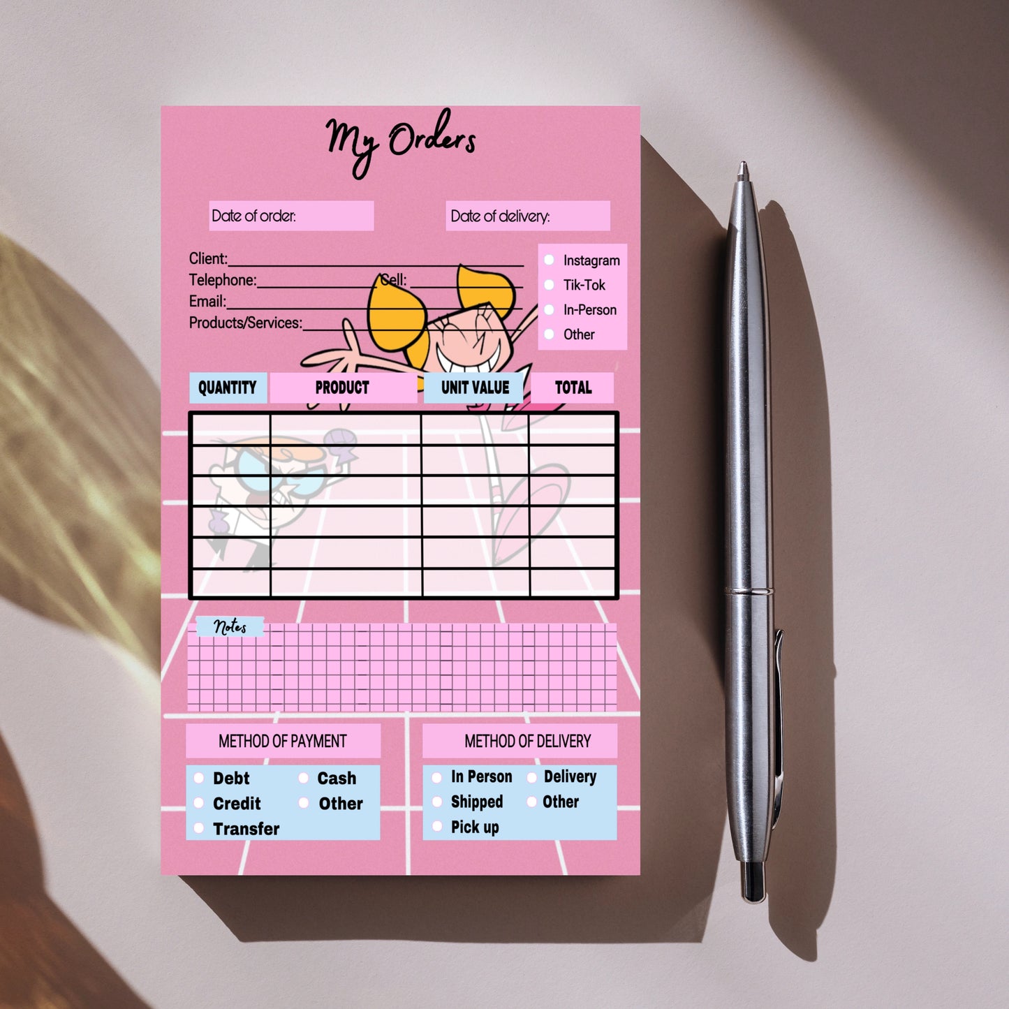 Dee Dee Order Notepad
