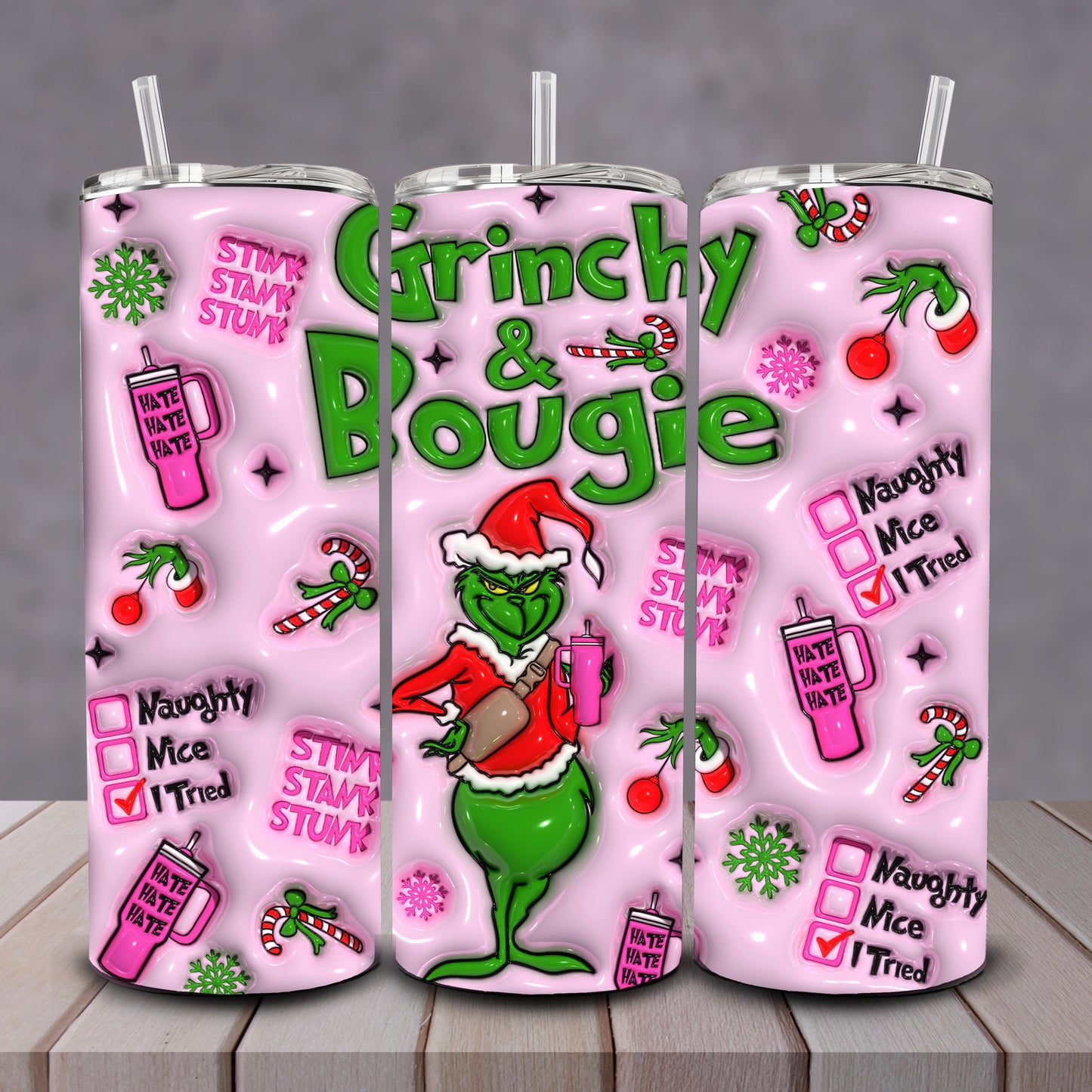 3D Grinchy & Bougie Tumbler