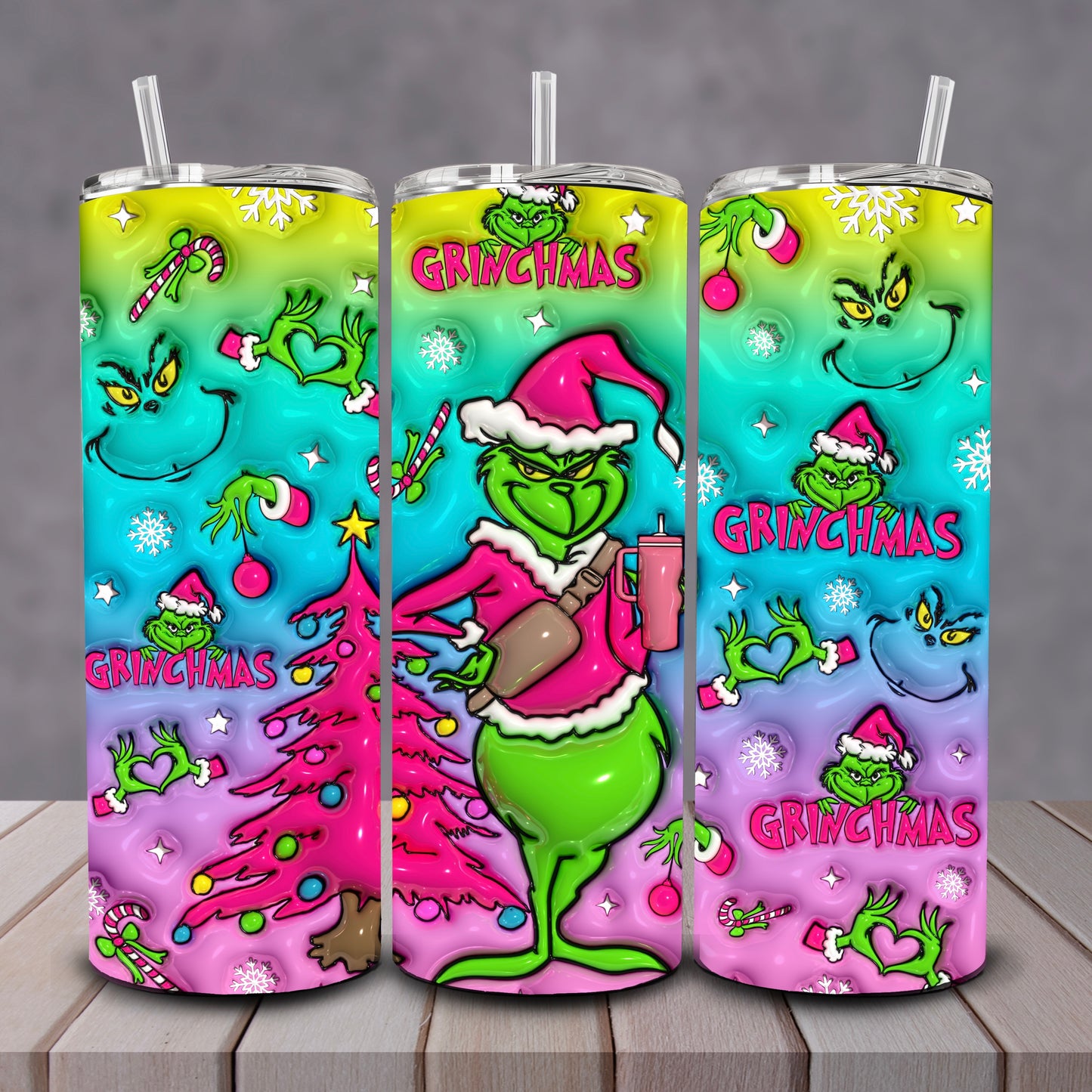 3D Colorful Grinchmas Tumbler