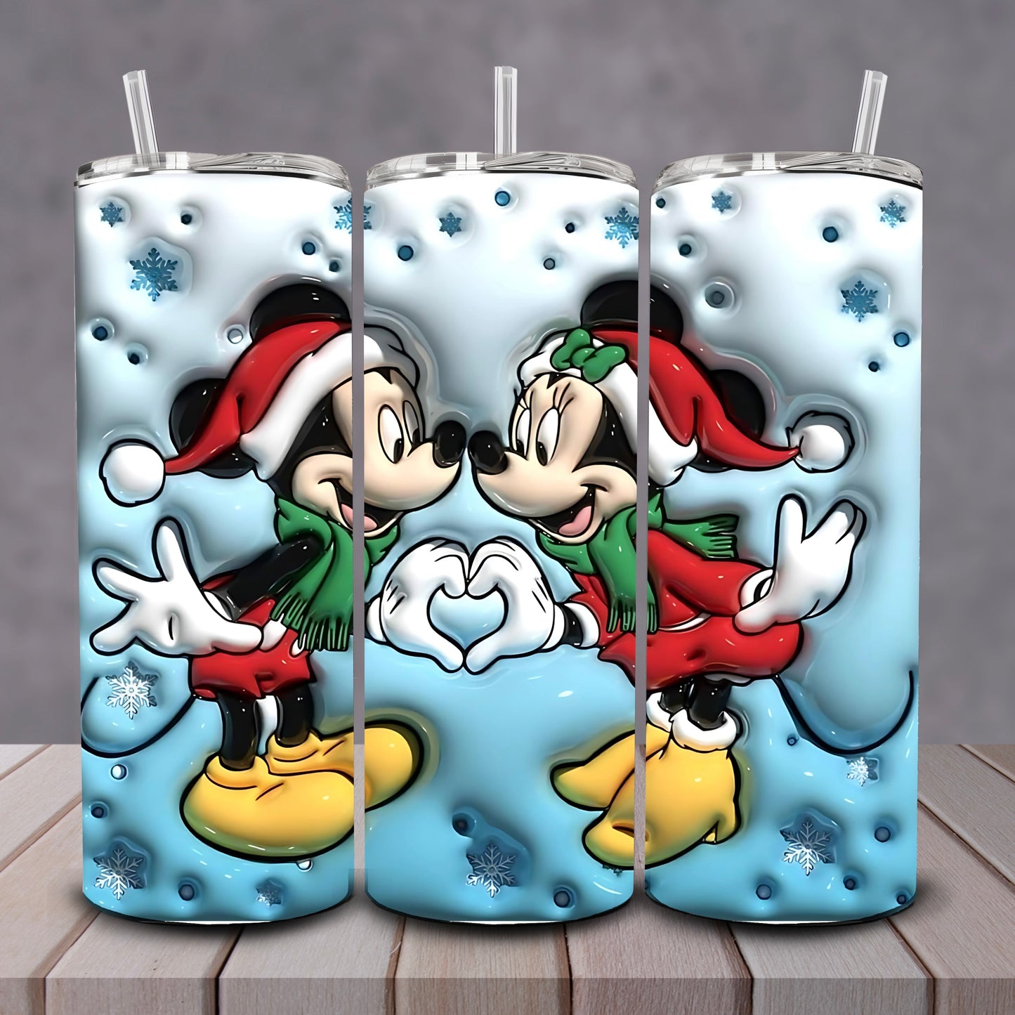 3D Blue Mickey + Minnie Tumbler