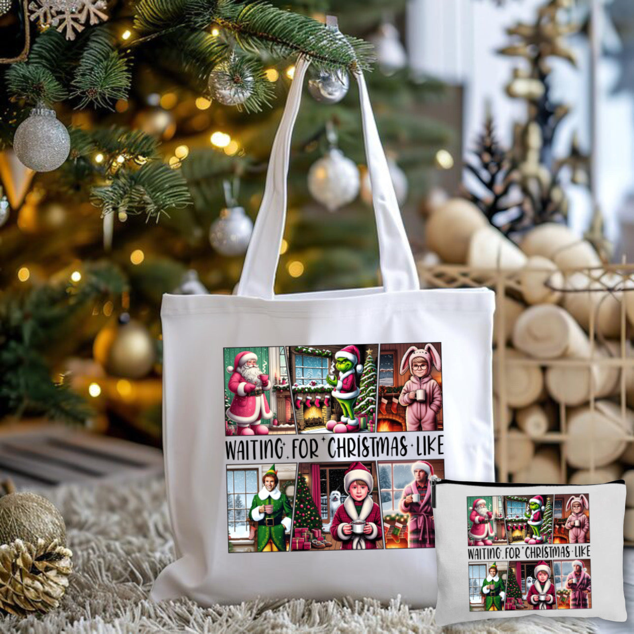 Waiting For Christmas Like Tote Bag + Pouch