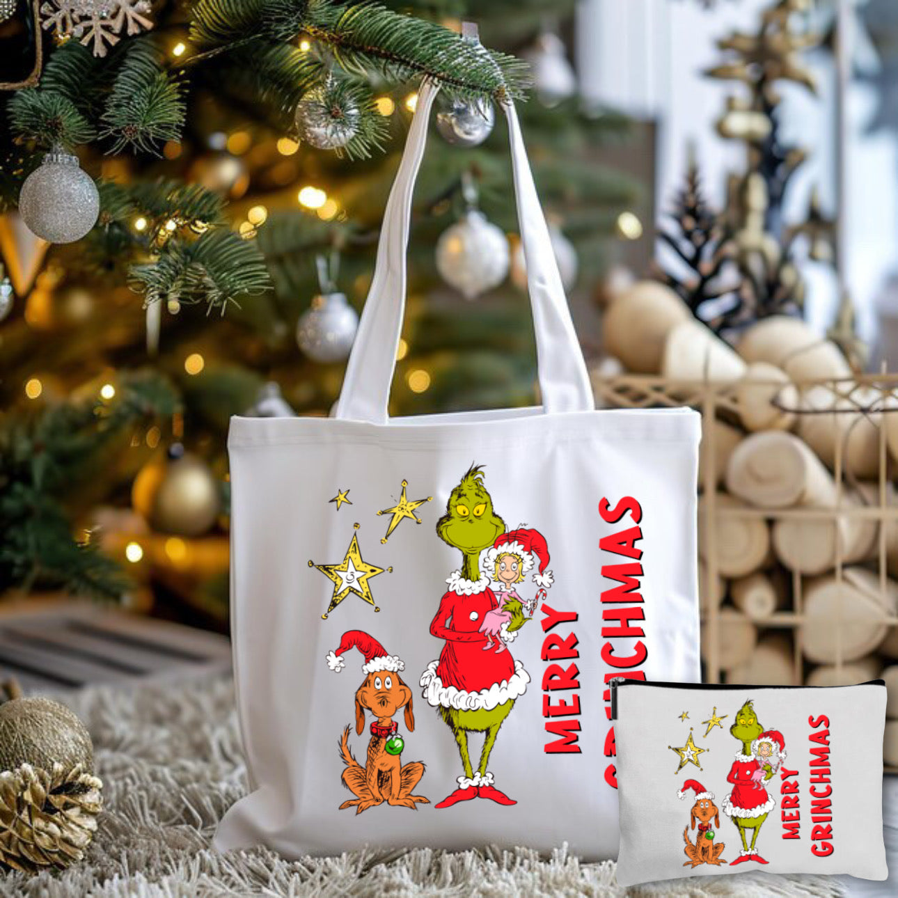 Merry Christmas Tote Bag + Pouch