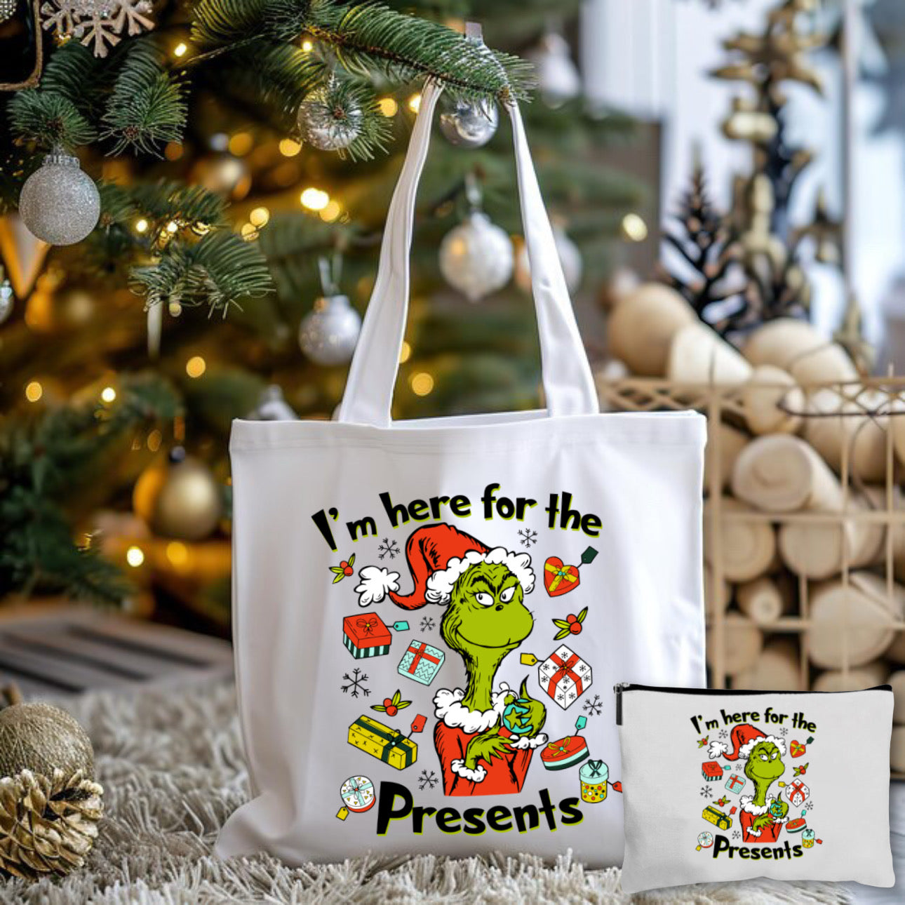 Here For Presents Tote Bag + Pouch