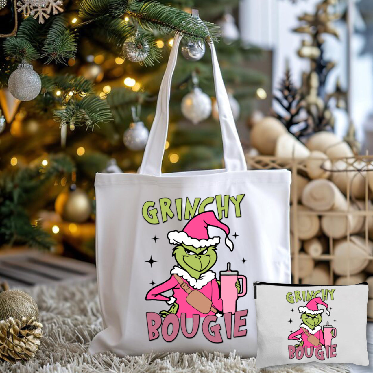 Grinchy Bougie Tote Bag + Pouch