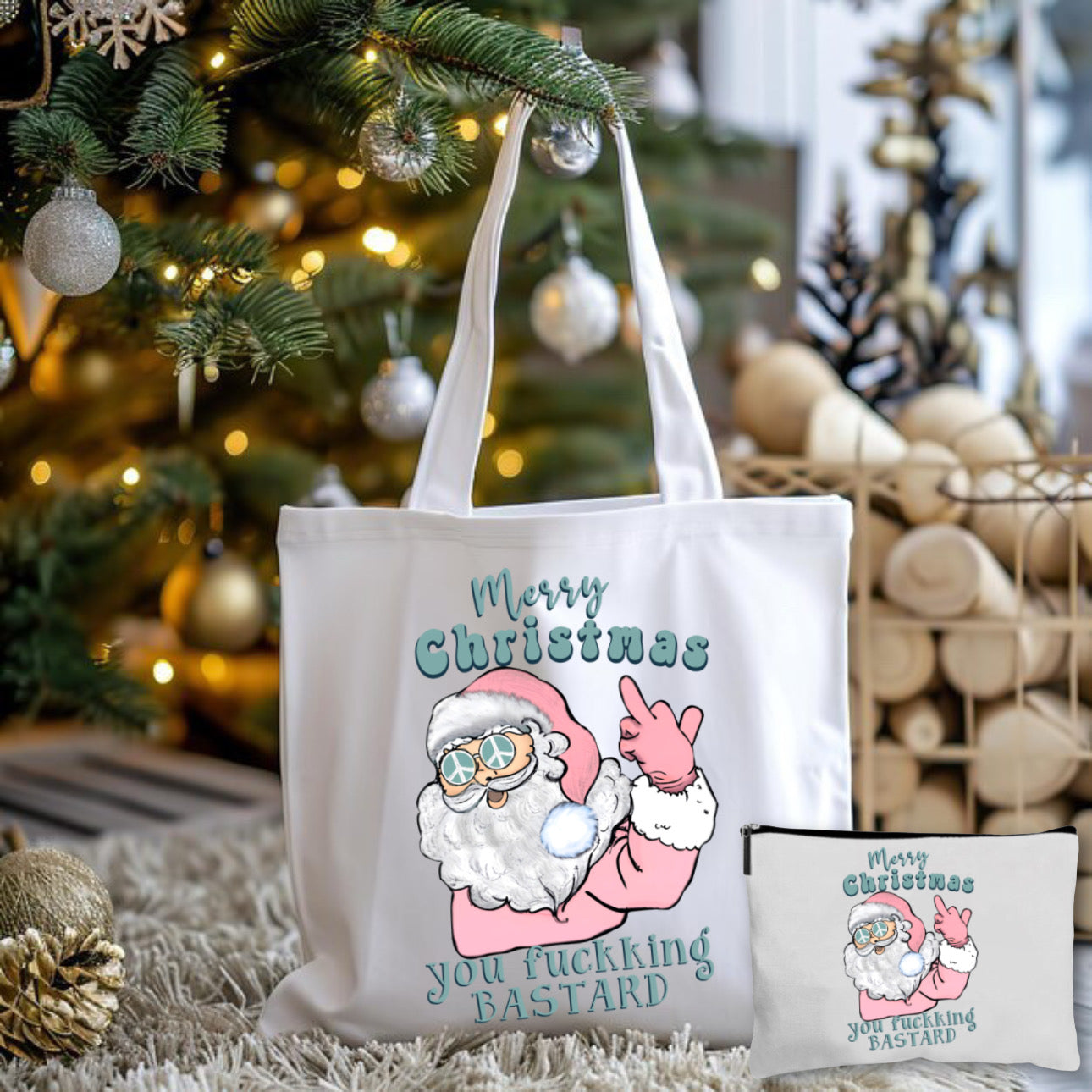 You Fukking Bastard Tote Bag + Pouch