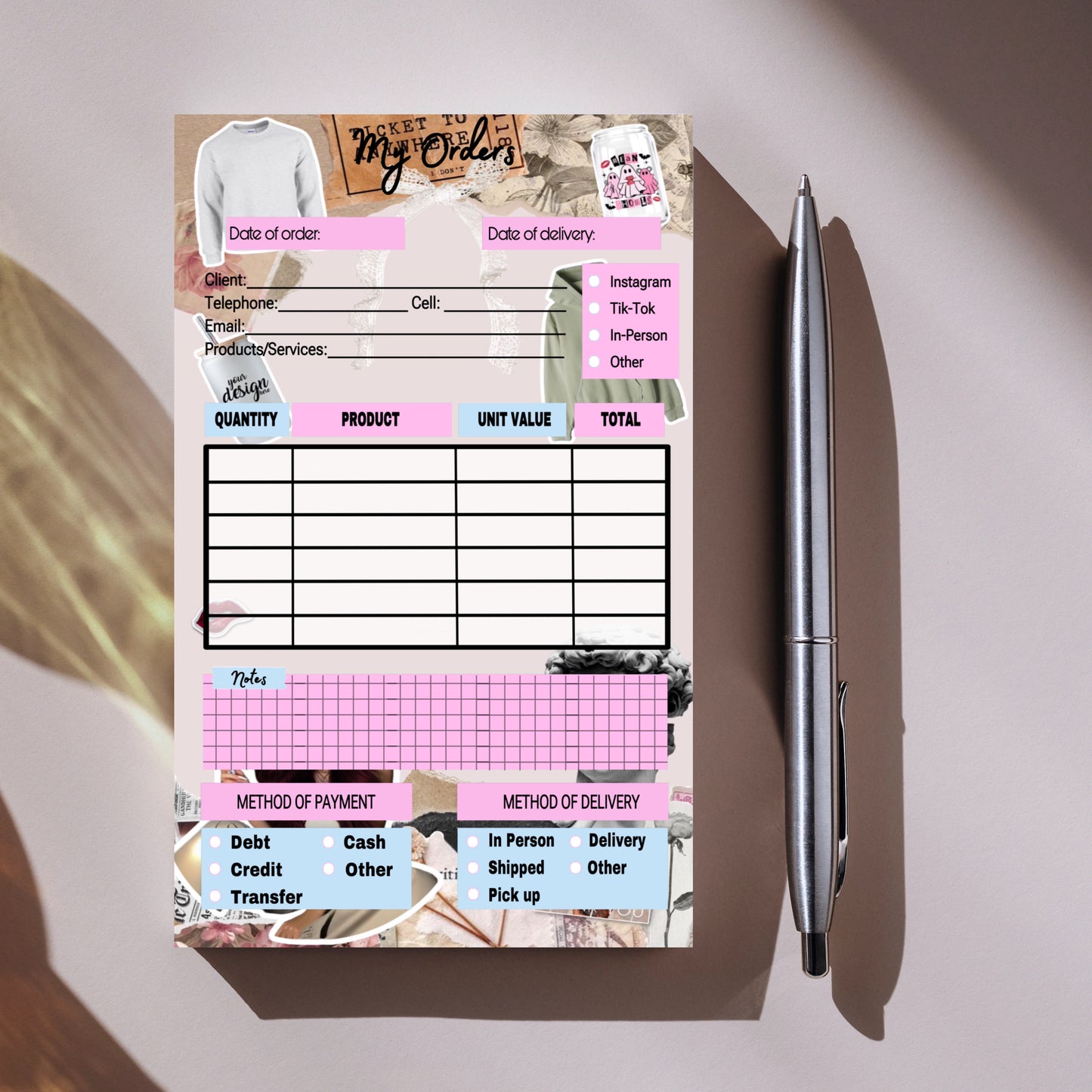 Sticker Mangel Order Notepad