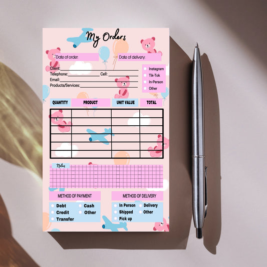 Teddy Balloon Order Notepad