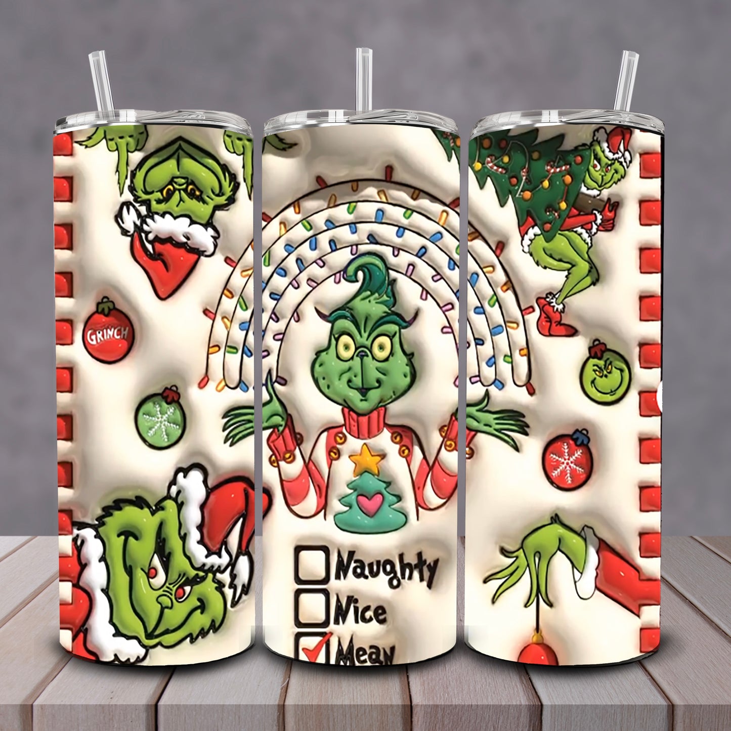 3D Mean Grinch Tumbler