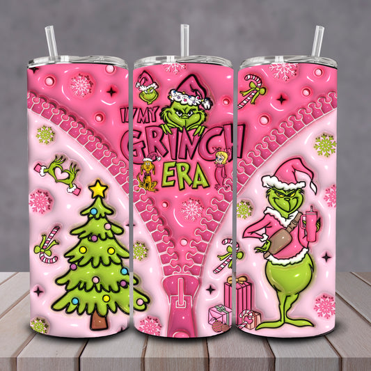 3D Zipper Pink Grinch Tumbler