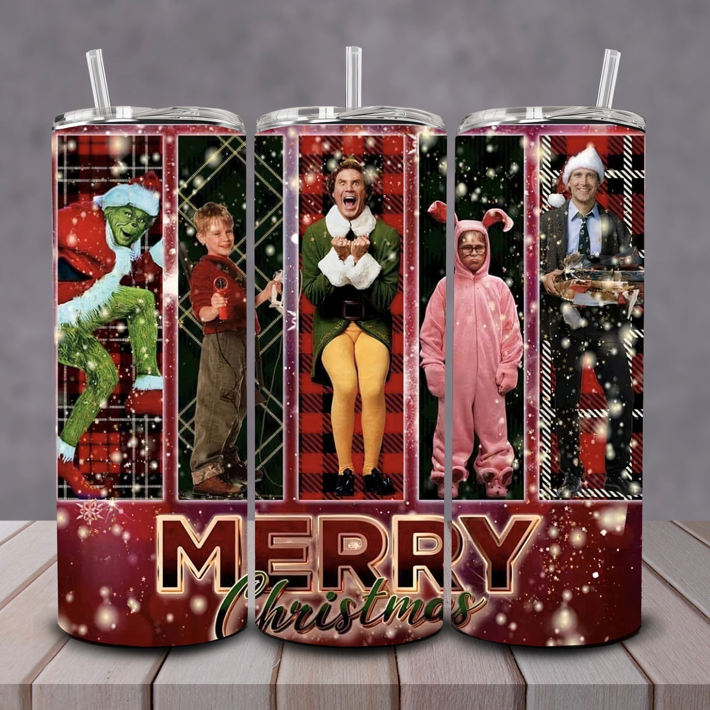 Plaid Movie Friends Tumbler