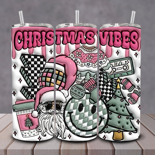3D Retro Christmas Vibes Tumbler