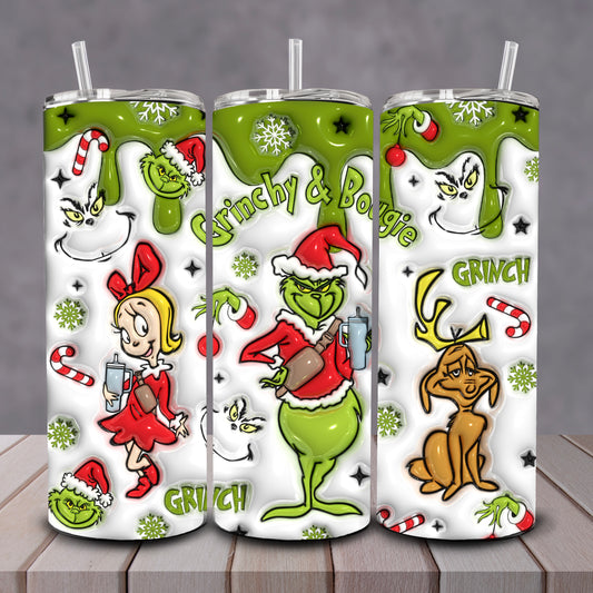3D Grinch & Bougie Tumbler Green
