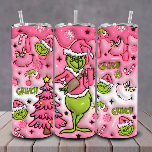 3D Pink On Pink Grinch Tumbler