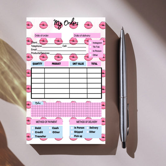 Pink Kisses Order Notepad