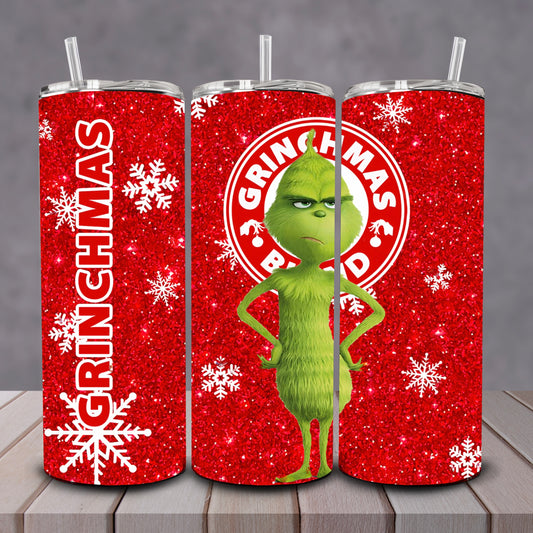 Red Glitter Grinchmas Tumbler