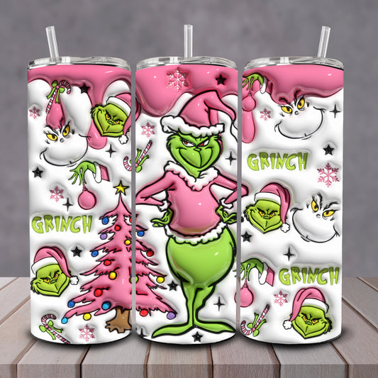 3D Pink Grinch Tree Tumbler