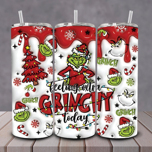 3D Extra Grinchy Red Tumbler