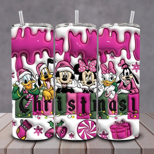 3D Pink Mickey + Friends Christmas Tumbler