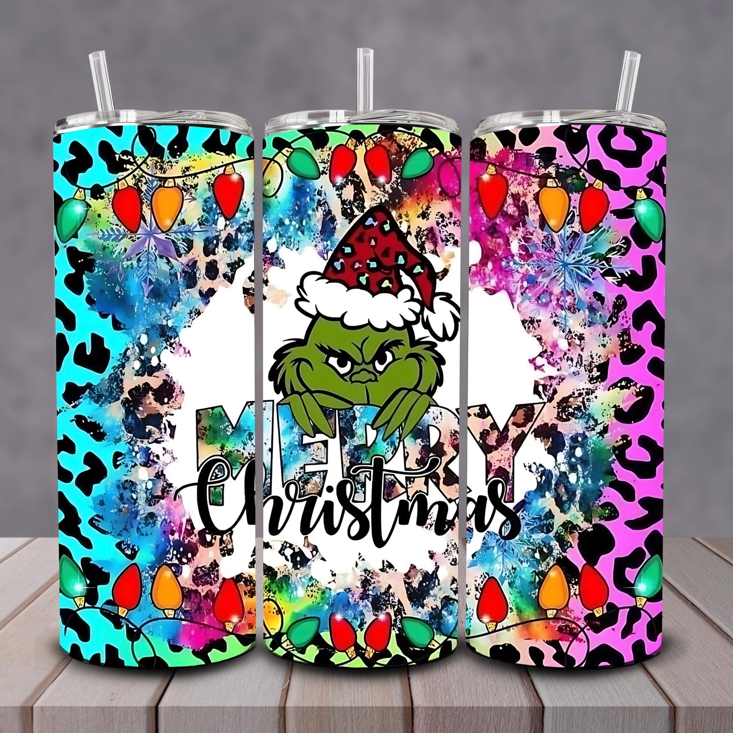 Colorful Cheetah Grinch Tumbler
