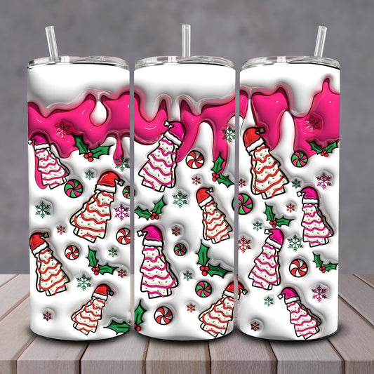 3D Pink & White X-Mas Tumbler