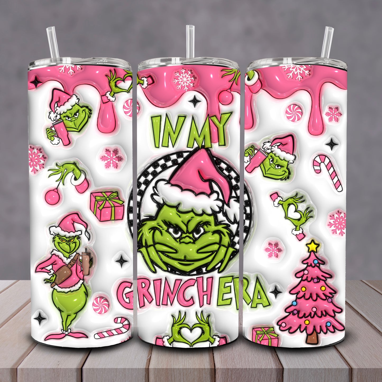 3D Pink In My Grinch Era Tumbler