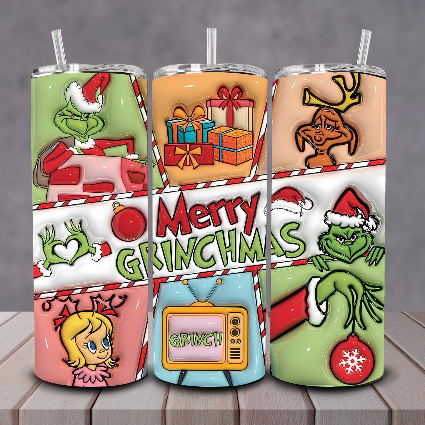 3D Grinch + Friends Tumbler