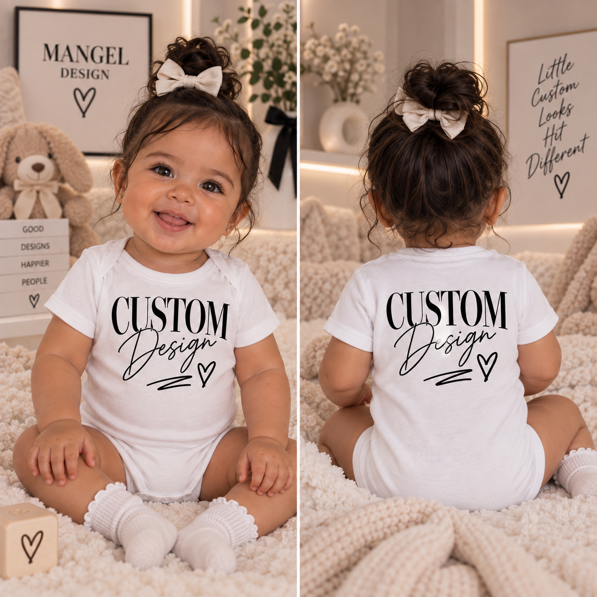 Unisex Custom White Baby Bodysuit