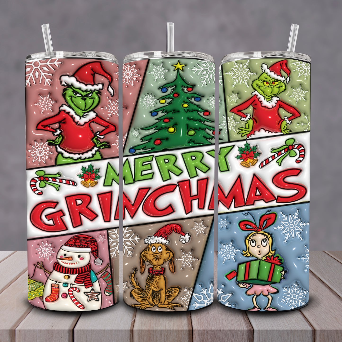 3D Merry Grinchmas & Friends Tumbler