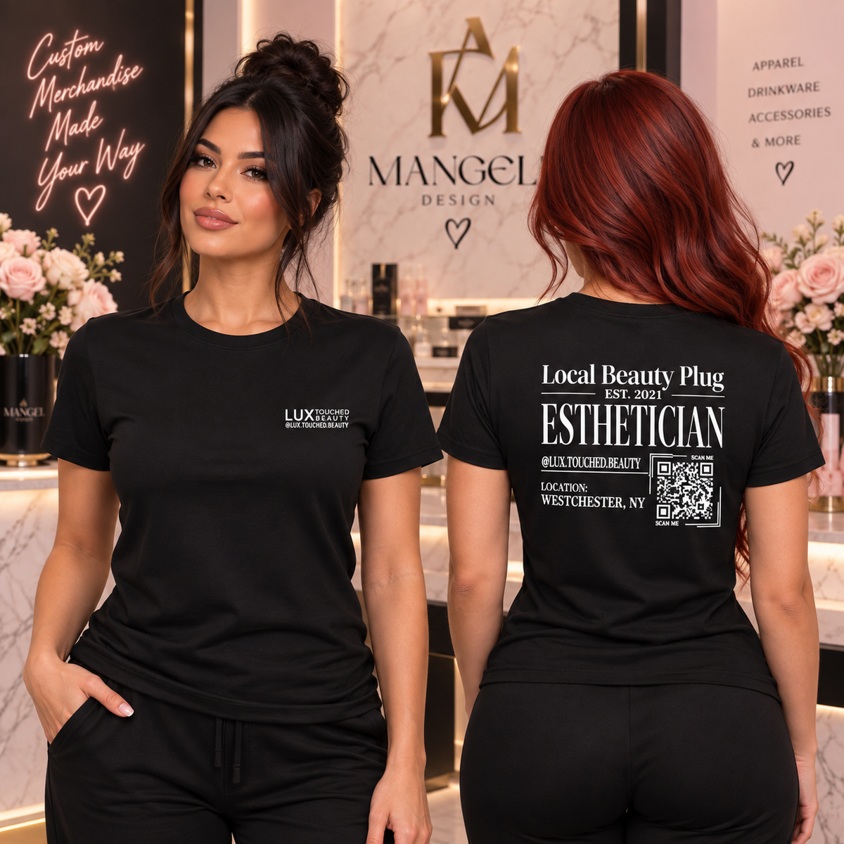 Custom Business Work Shirt – QR Code, Instagram & Location