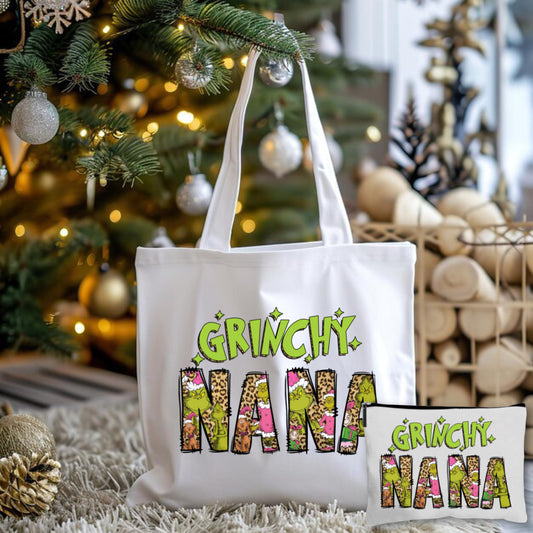 Grinchy Nana Tote Bag + Pouch