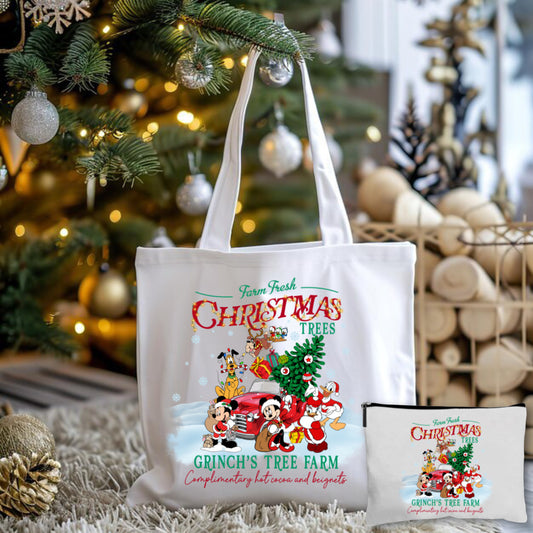 Christmas Tree Mickey Tote Bag + Pouch