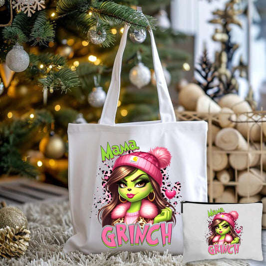 Mama Grinchy Tote Bag + Pouch